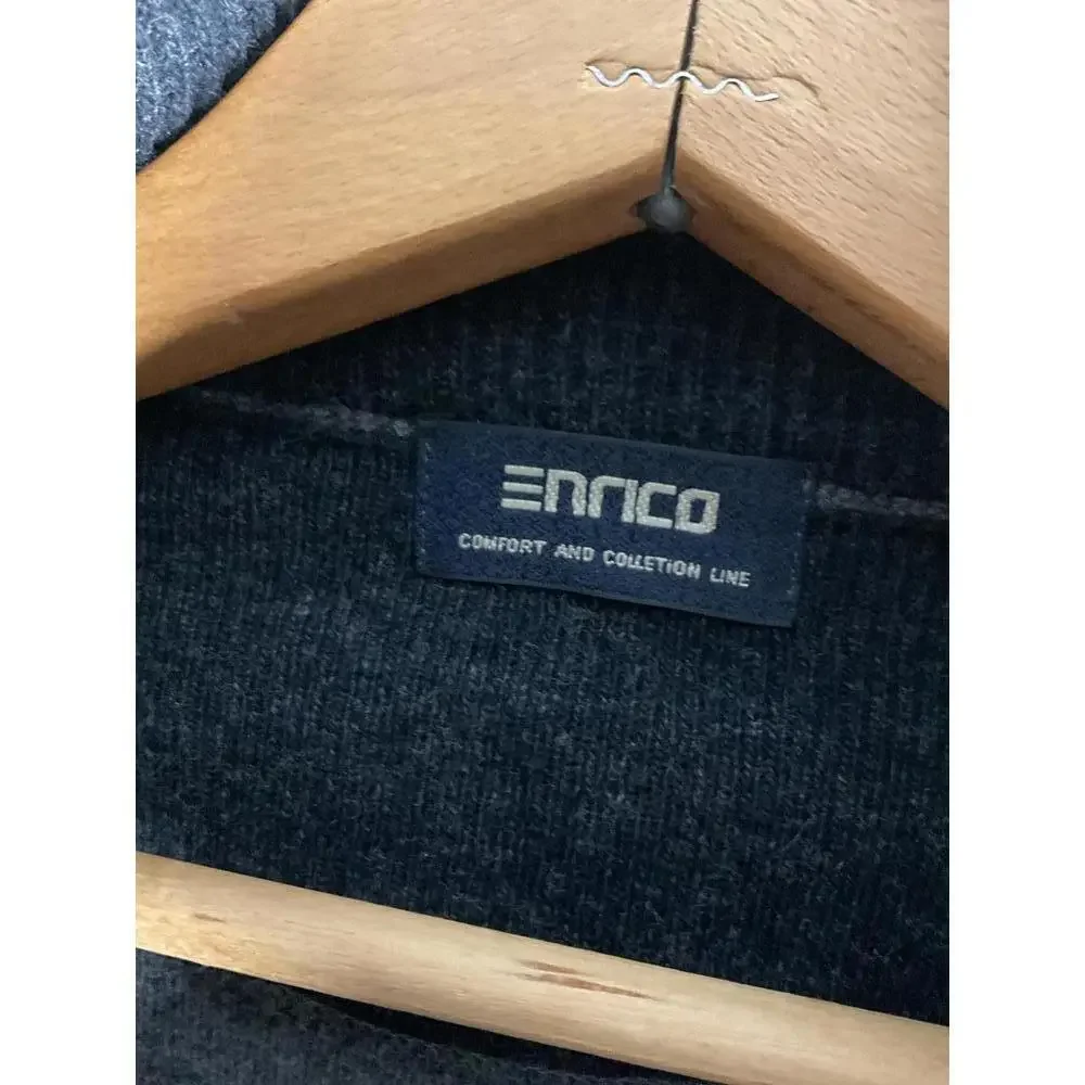 Enrico Men's Full Zip Gray Wool Sweater Jacket XL